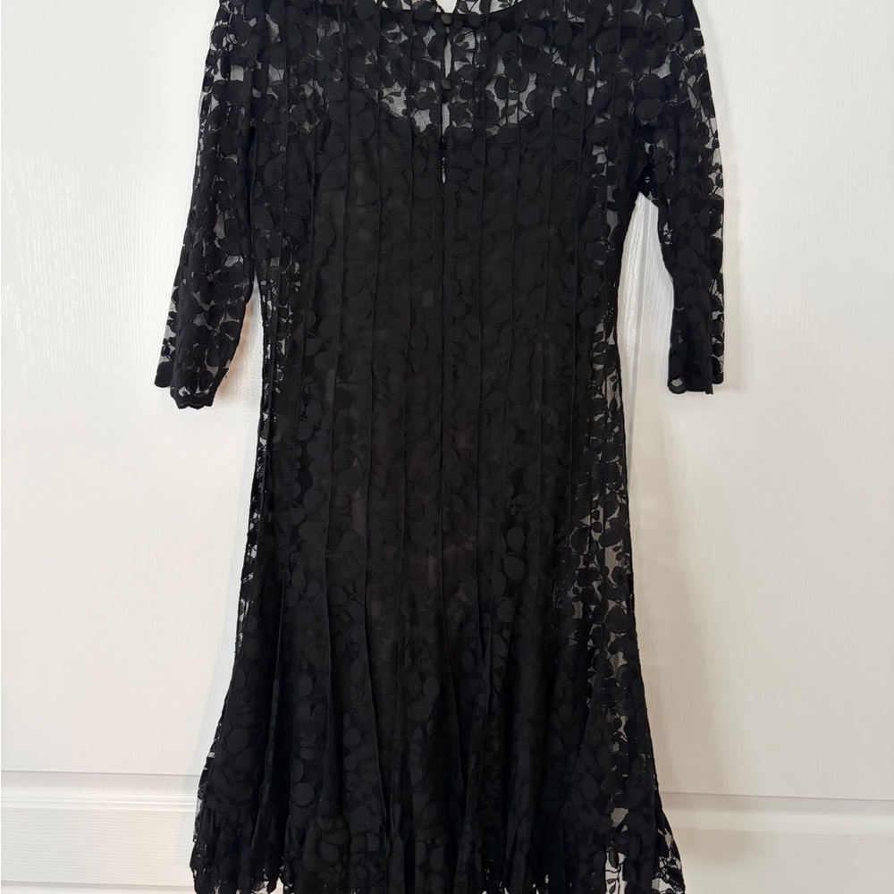 Teri Jon Black Lace 3/4 Sleeve Dress